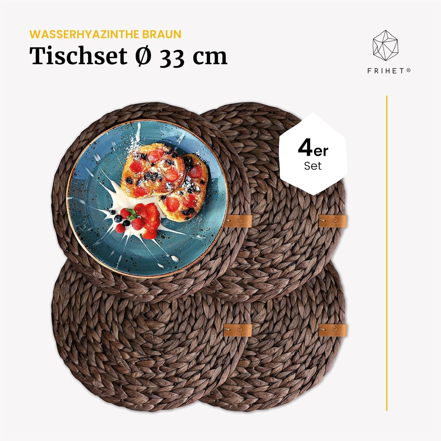4-teiliges Tischset Oslo, 4 / 33cm braun