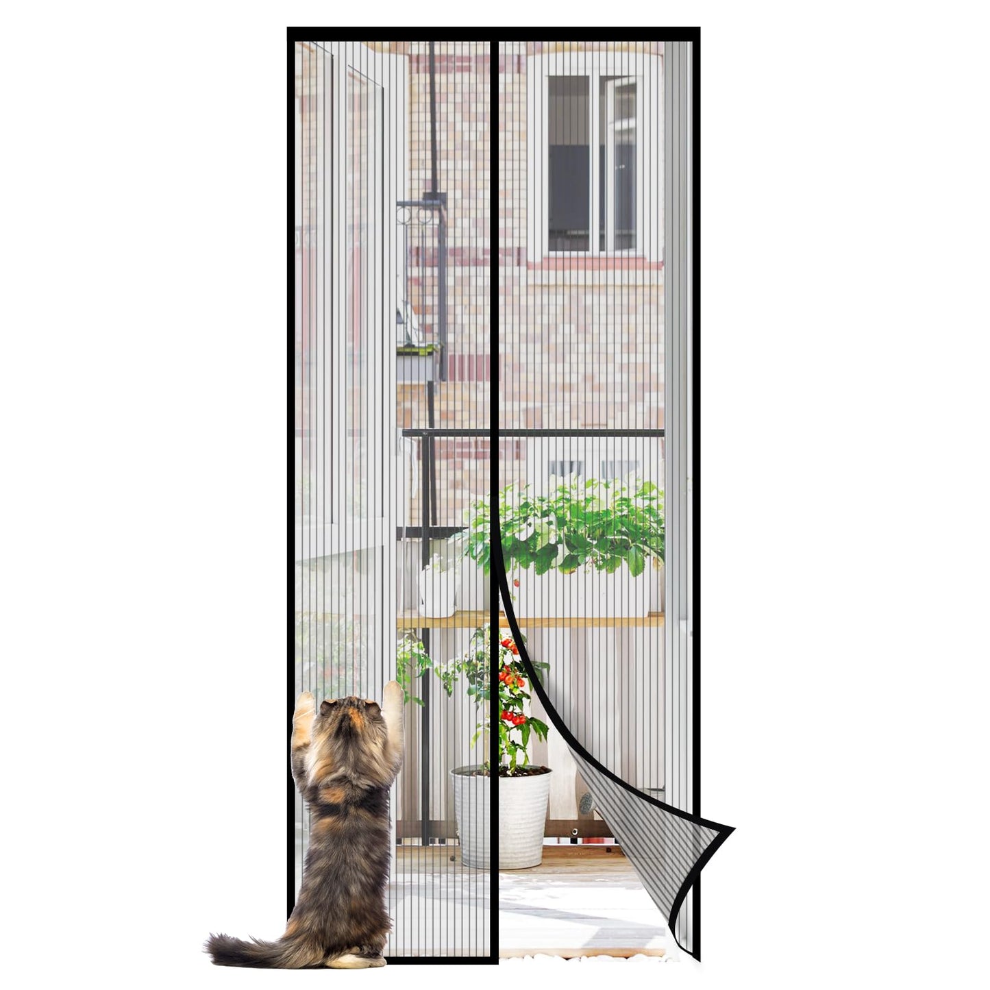 Fliegengitter mit Magnetverschluss, 80x200cm Schwarz (Kratzfester Polyester)
