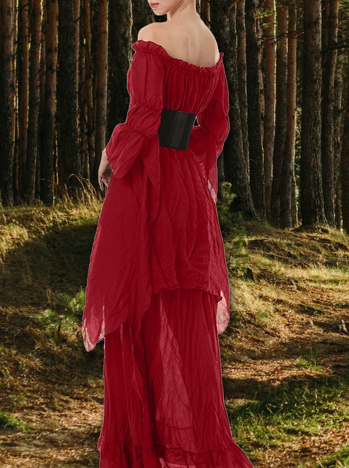 Mittelalter Renaissance Maxikleid Kostüm, Rot M