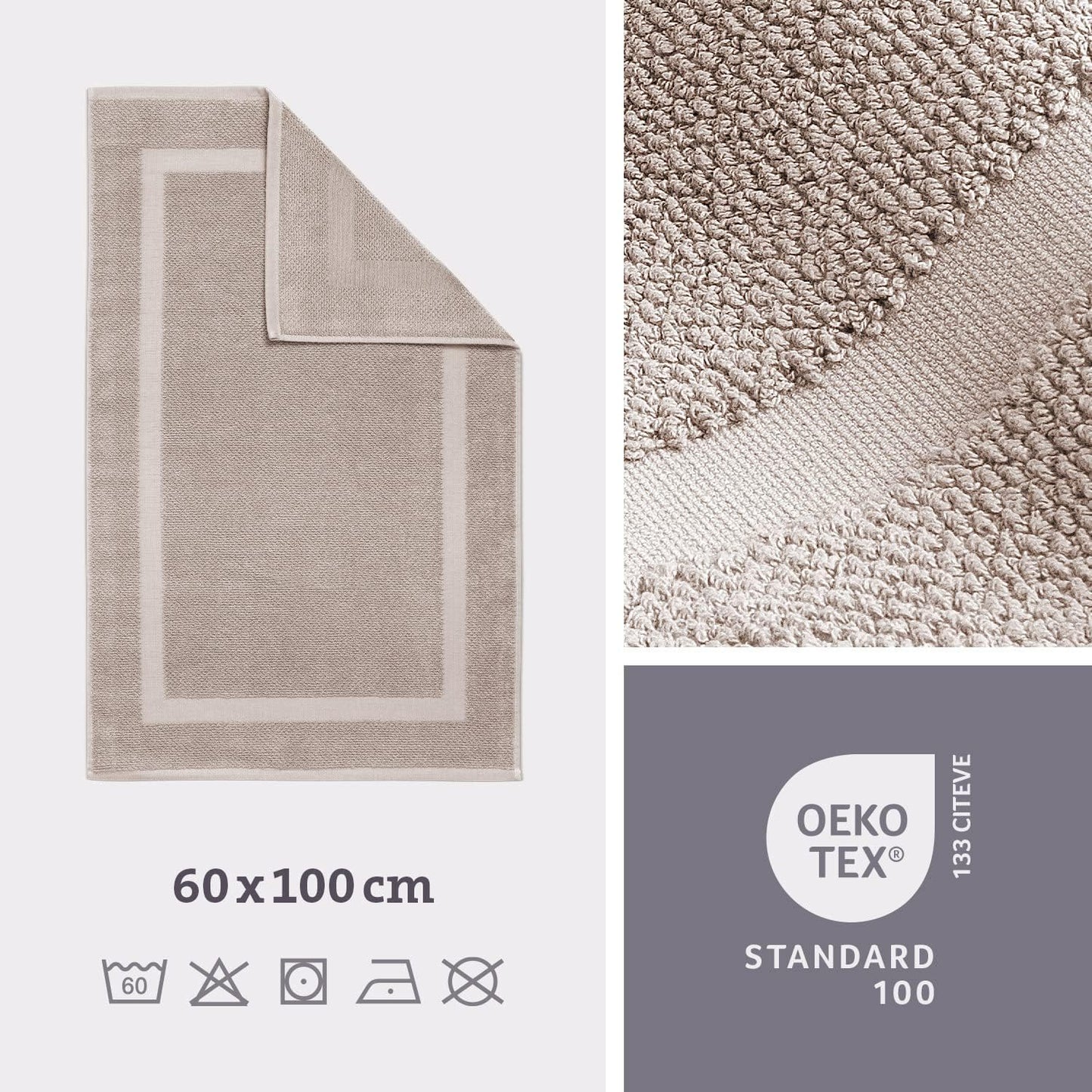 Badvorleger, 60 x 100 cm, 60 x 100 cm (Rechteckig) Sandgrau