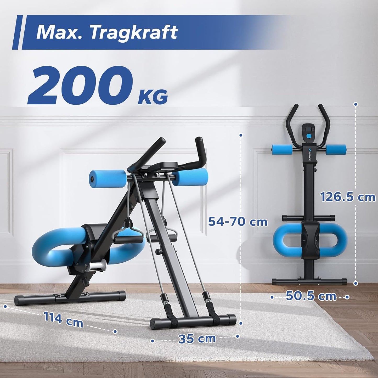 Bauchmuskeltrainer mit LCD-Monitor für Zuhause, Schwarz