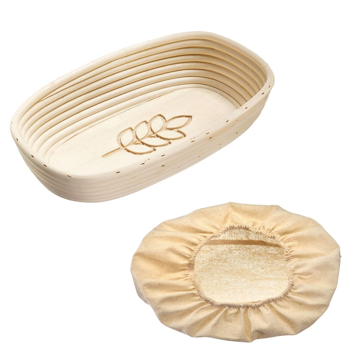 Gärkörbchen-Set Ähre, Oval, Ca. 34 Cm, mit Bezug, Dekor Ähre Länge: 34 cm