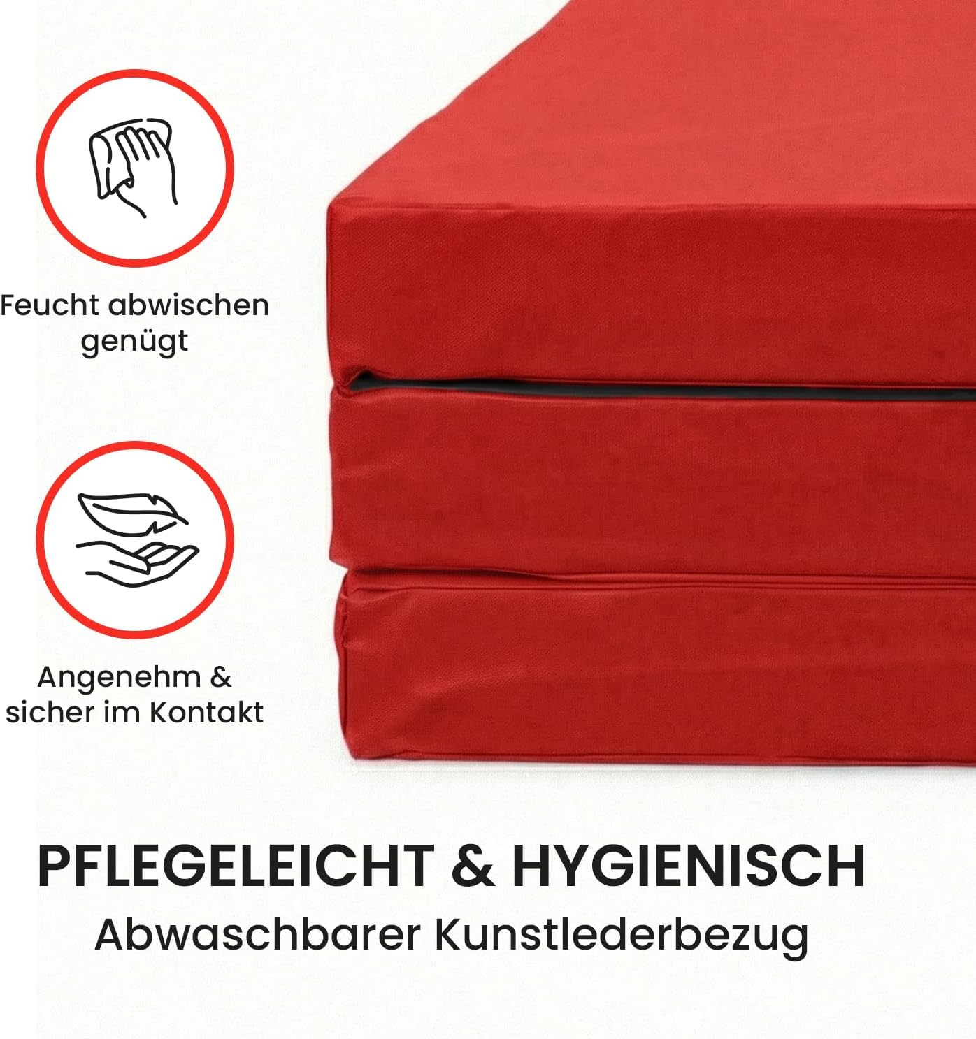 Klappbare Weichboden- und Turnmatte, Rot / Schwarz