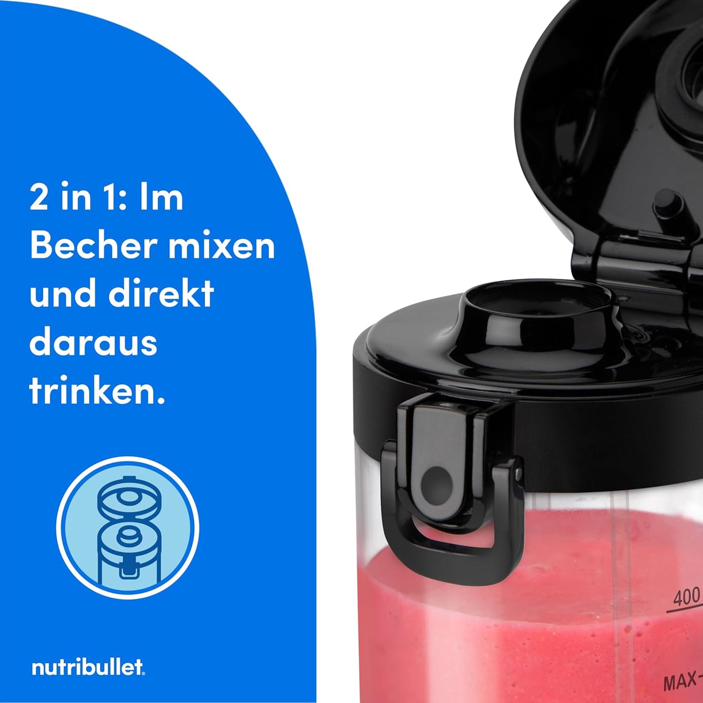 Tragbarer Mini-Mixer, 475 ml Schwarz