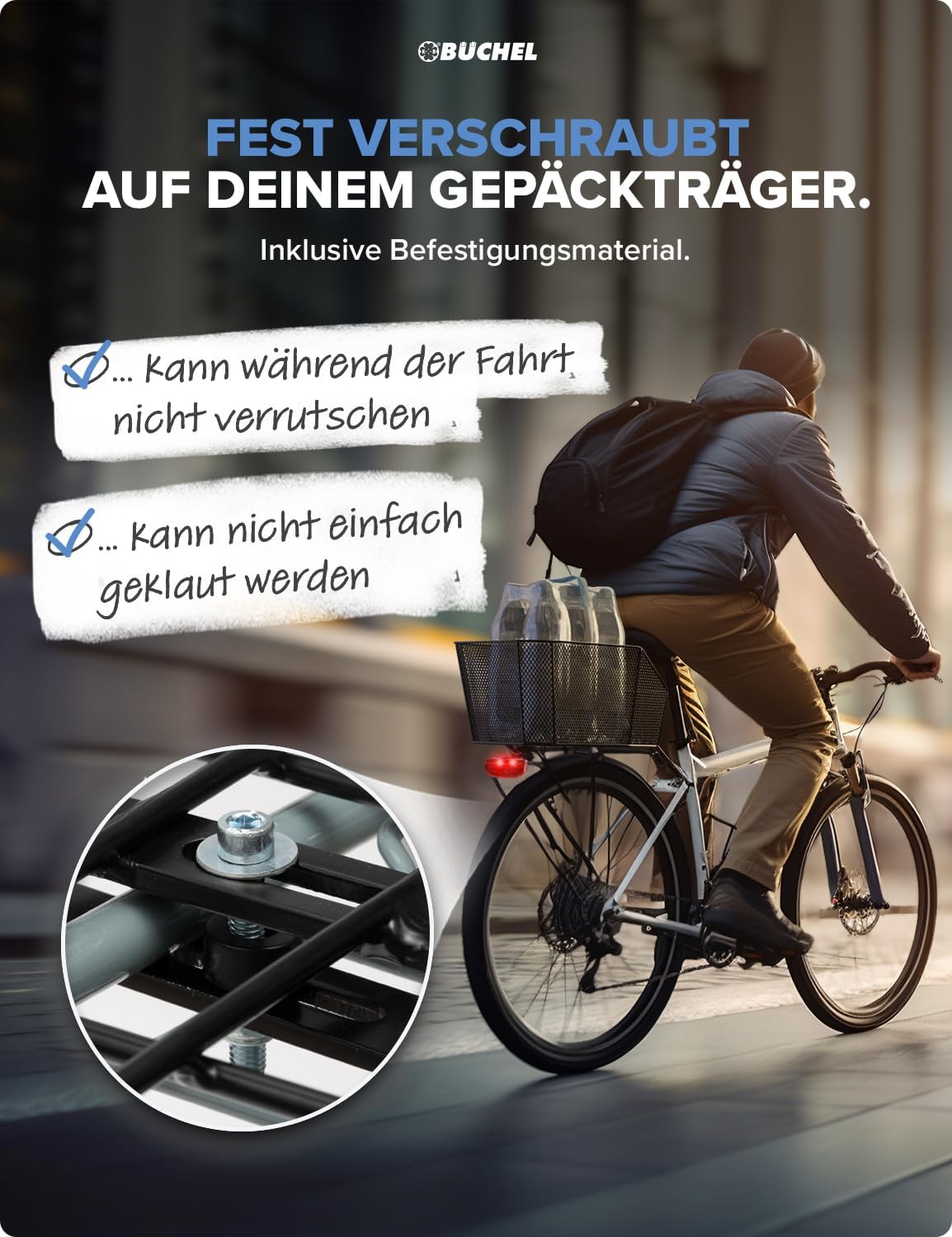 Fahrradkorb Jumbo Pro mit Regenschutz, XXL Jumbo Pro inkl. Regenschutz