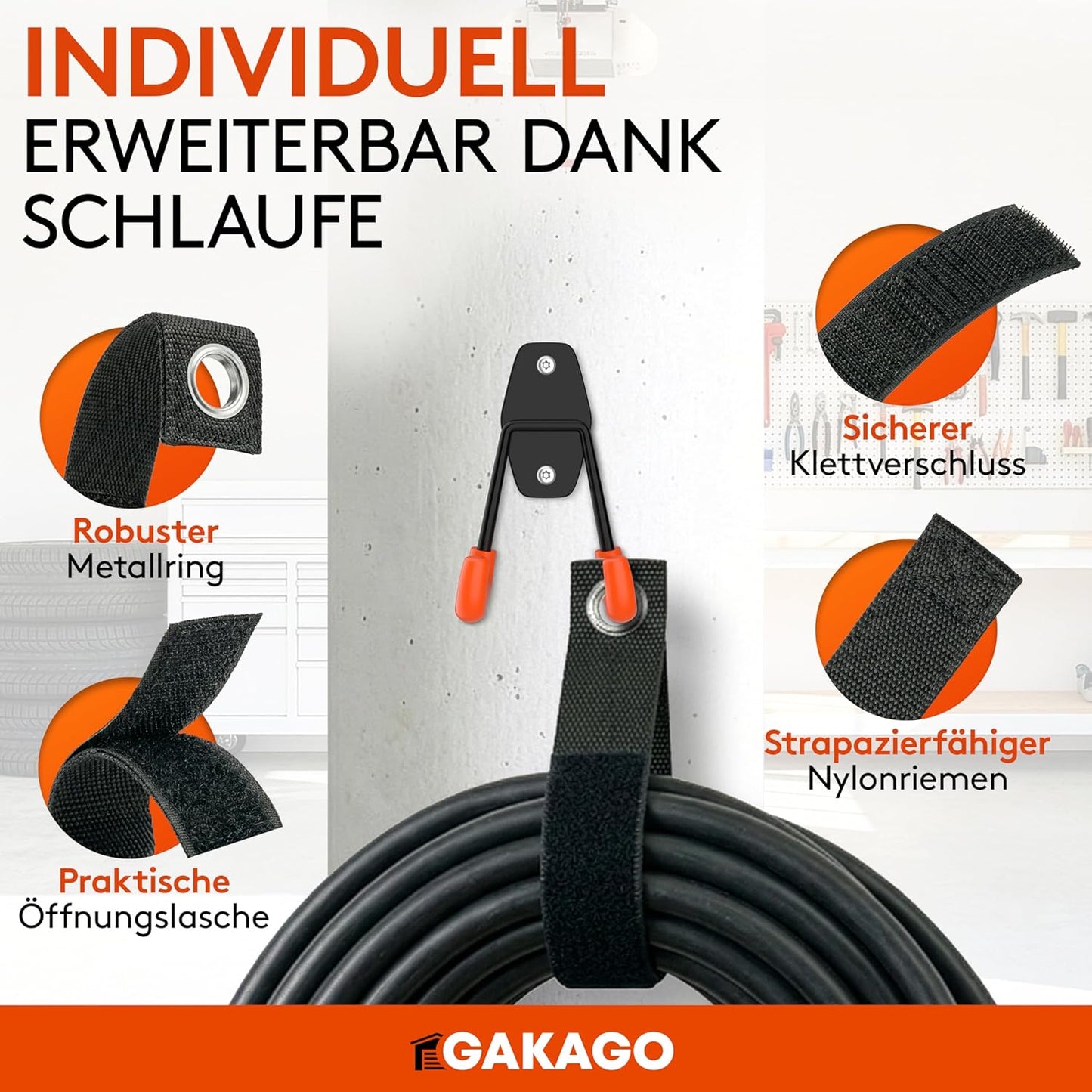 10-teiliges Garagenhaken-Set inkl. Dübel & Schrauben, 10er Set