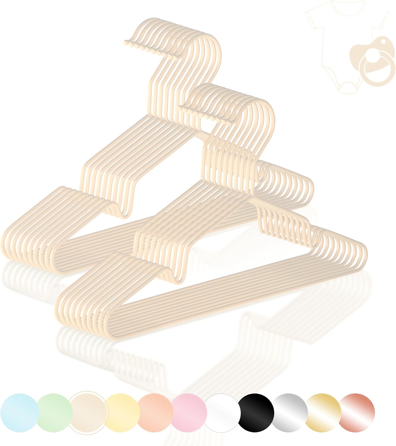 20-teiliges Kleiderbügel-Set für Kinder, Kids Beige (Pastell Matt) / 20