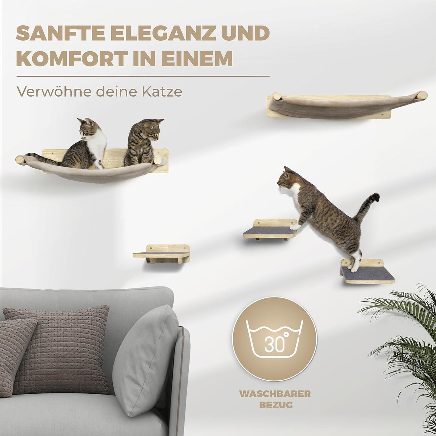 5-teilige Katzen-Kletterwand, Komplettset (5-teilig)