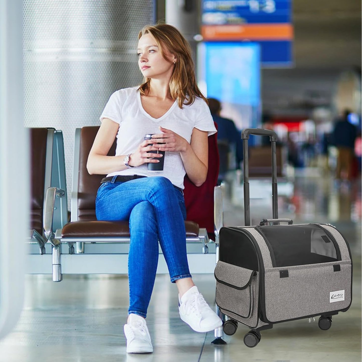 Reisetasche für Hunde mit Rollen, Grau