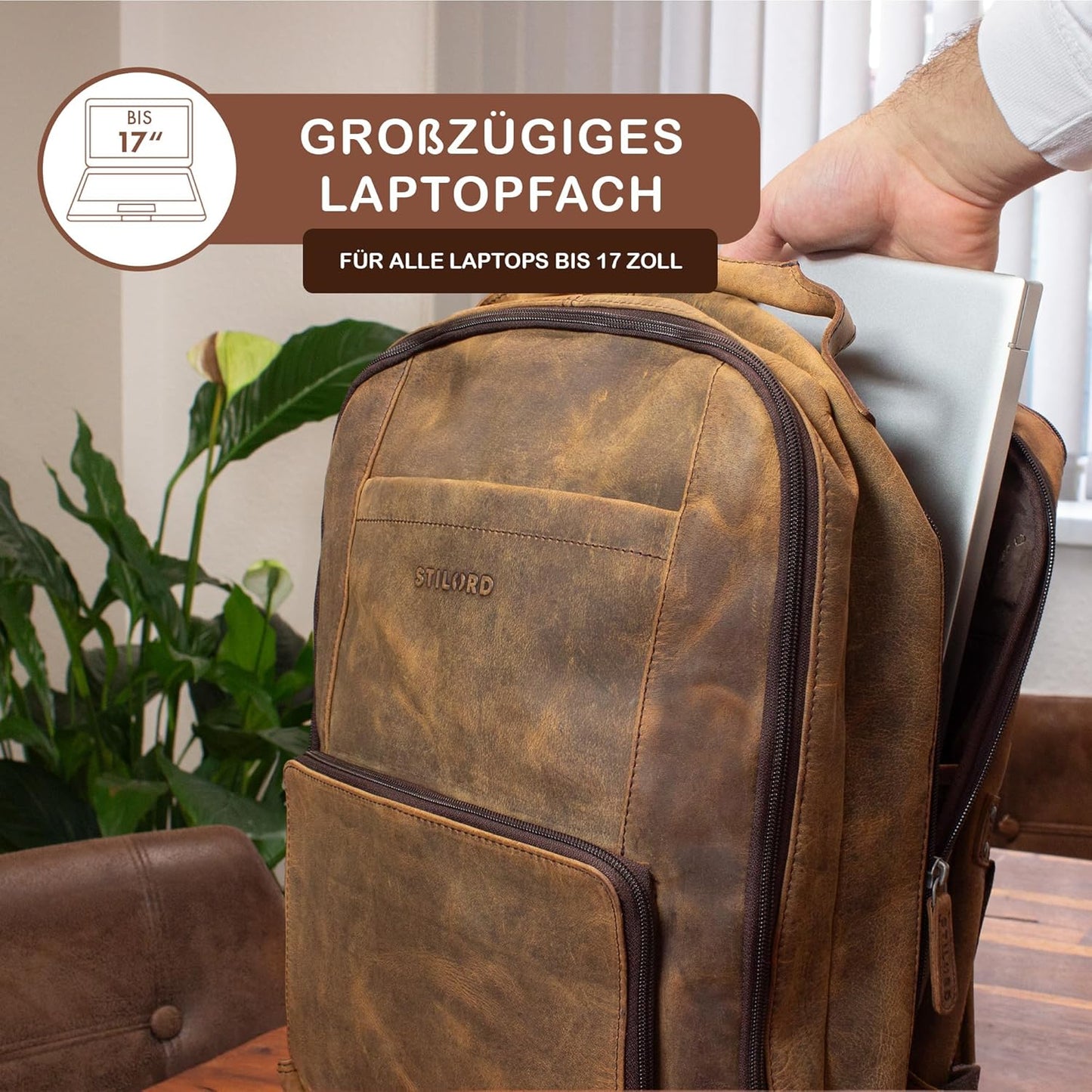 XL Leder-Businessrucksack Harlow, Colorado - Braun