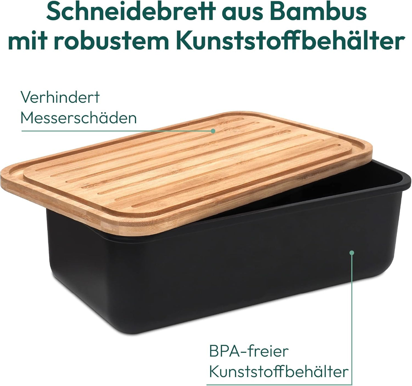 Brotkasten mit Schneidebrett, 2 in 1 Brotbrett und Behälter