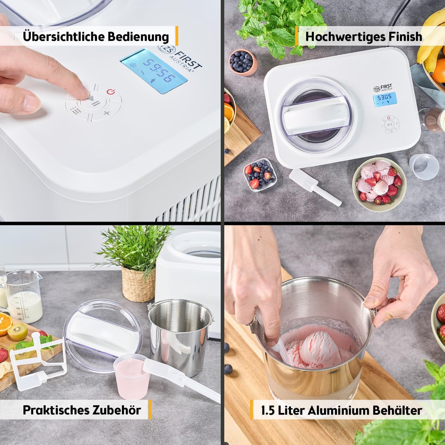 Eismaschine & Joghurtbereiter mit Heizfunktion FA-5105-2, 1,5 Liter