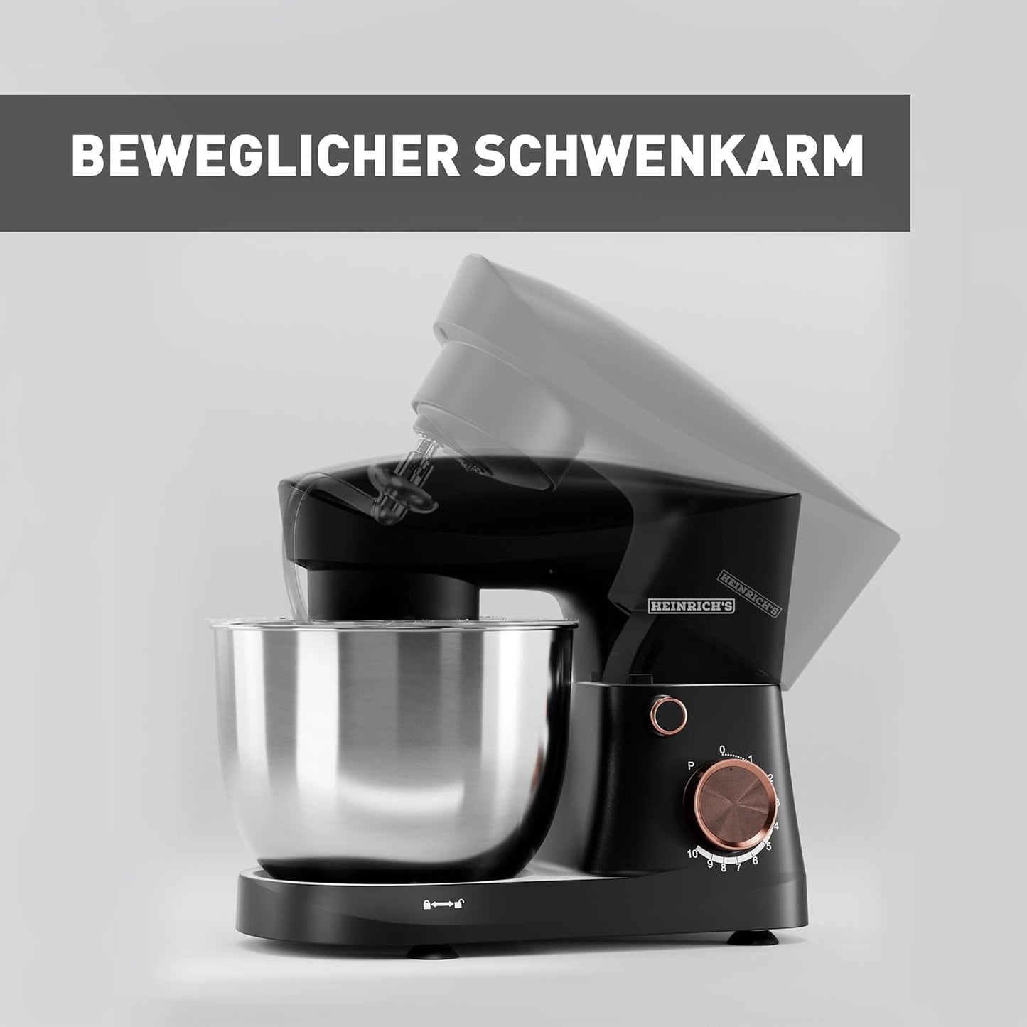 Küchenmaschine mit 10 Geschwindigkeiten, Schwarz
