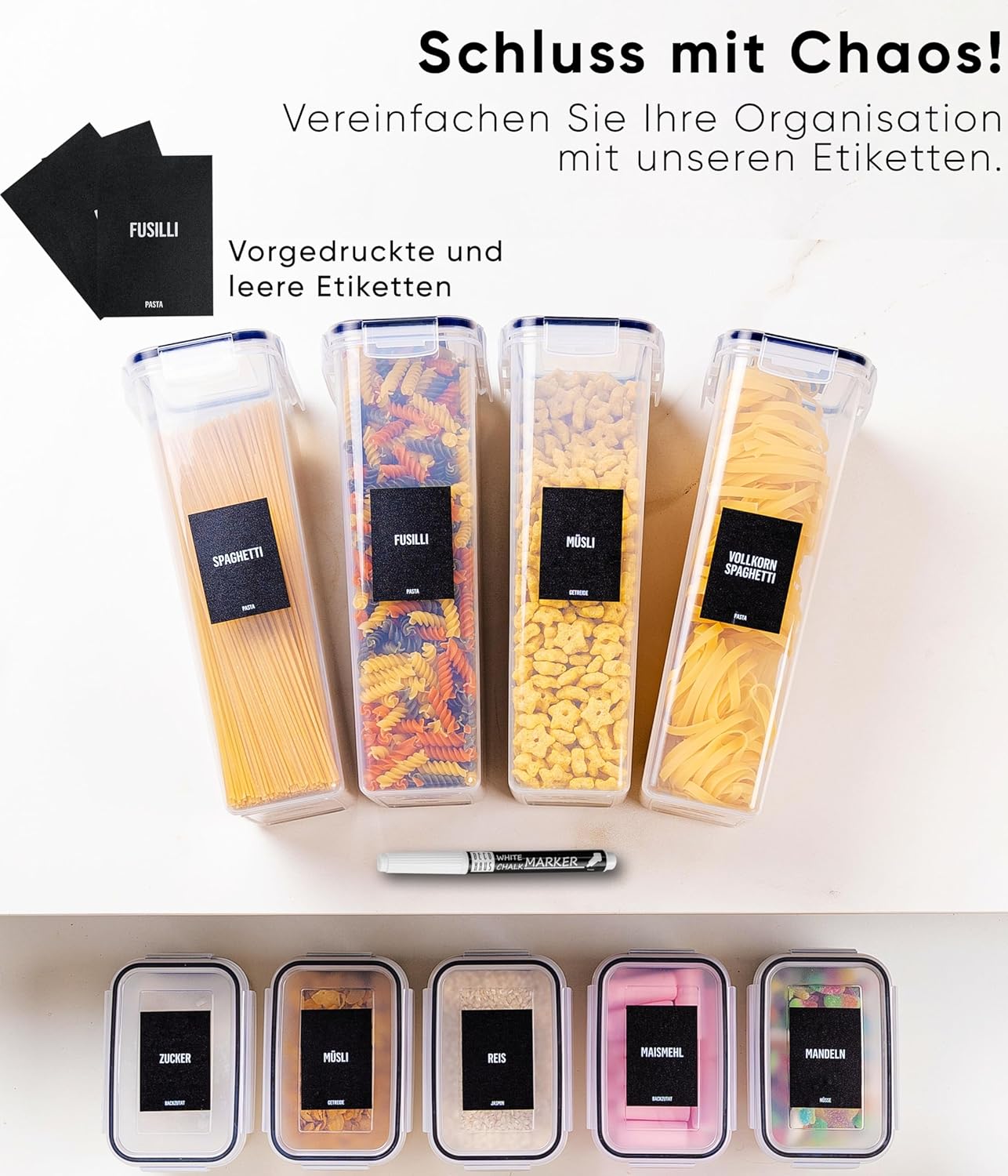 4-teiliges Vorratsdosen-Set, 4 Set Schwarz