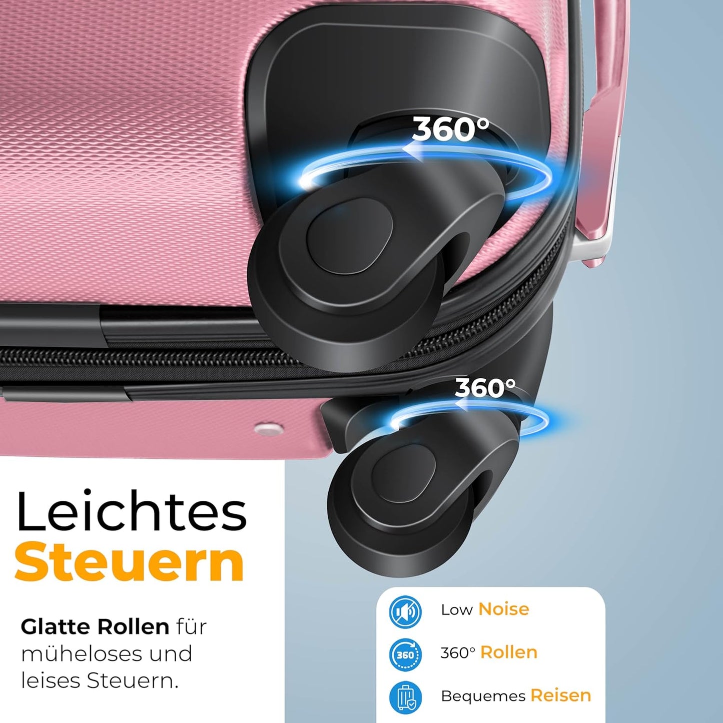 Hartschalenkofferset mit Trolley & Zubehör (4-teilig), Rosa