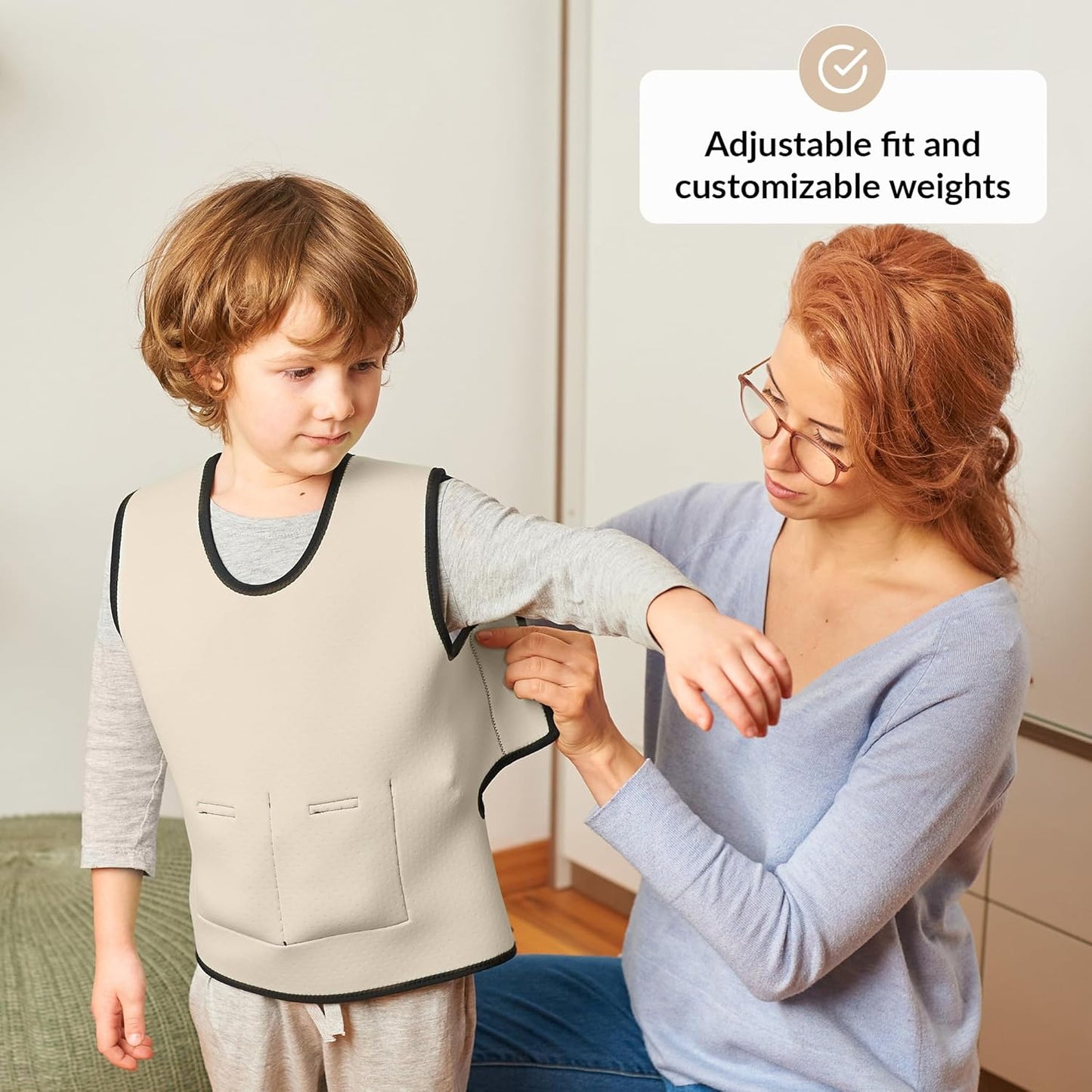 Gewichtsweste für Kinder bei ADHS und Autismus, S Beige