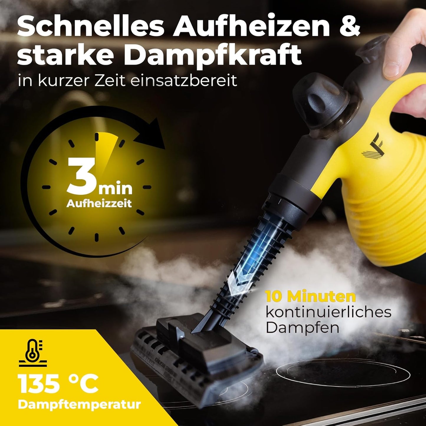 Handdampfreiniger, 3,5 Bar, Dampfreiniger Gelb