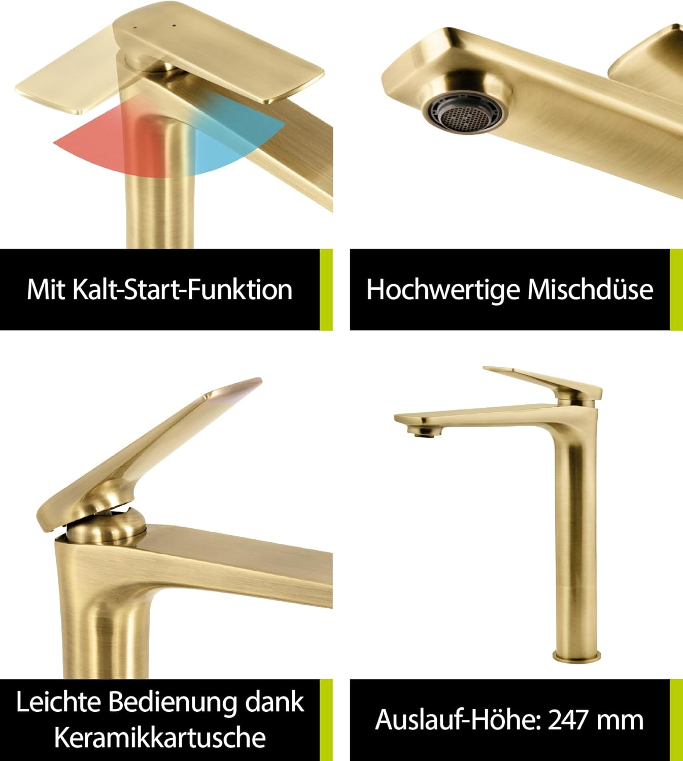 Einhand-Waschtischmischer Orva mit Wassersparfunktion, Bronze - Orva Hohe Ausführung