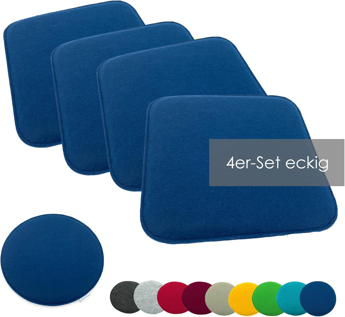 4er-Pack Filz-Sitzkissen 35x35 cm, 4 Marineblau