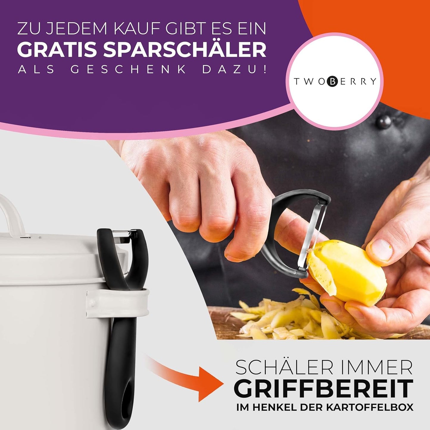 4-teiliges Aufbewahrungsbox-Set mit Sparschäler, Weiss