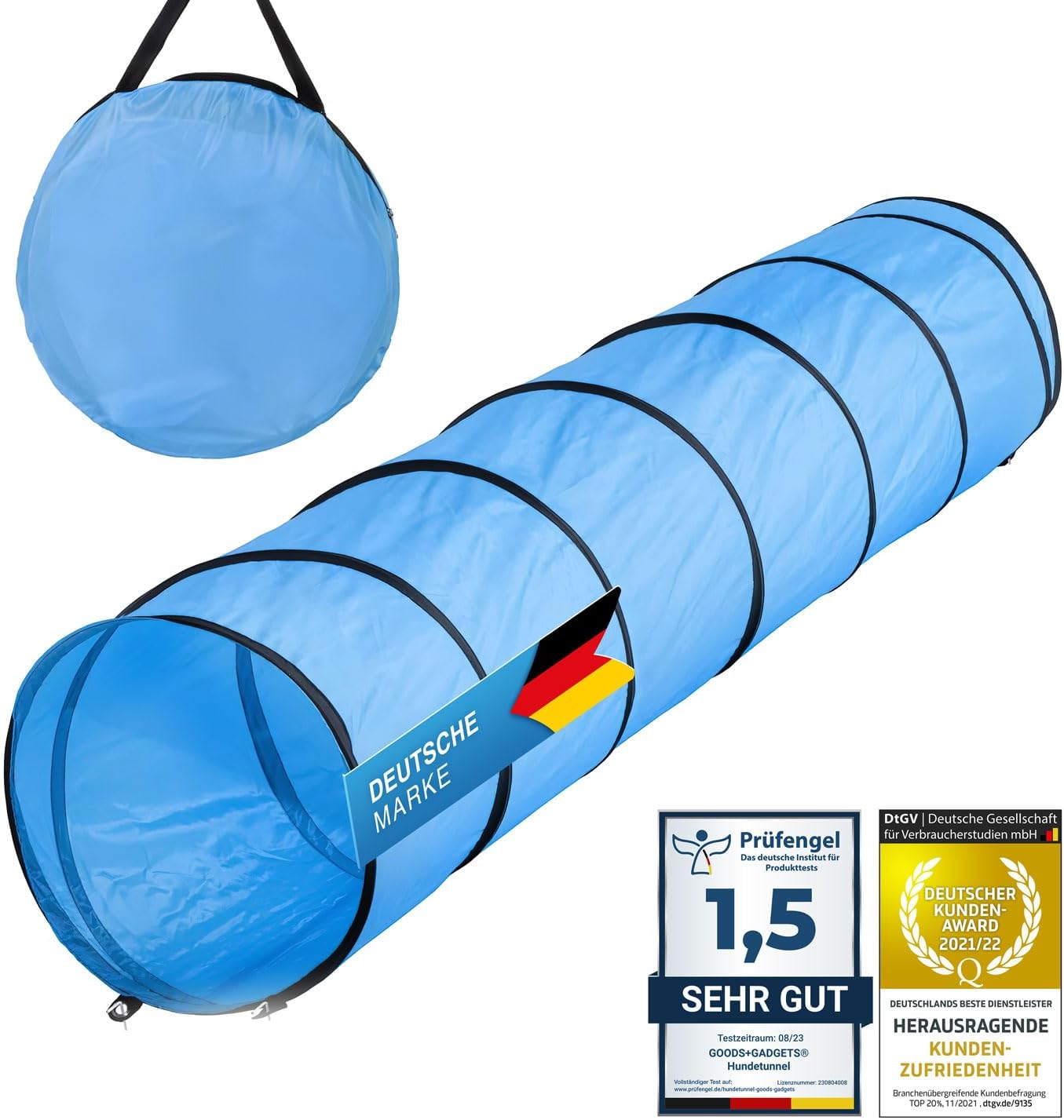 Agility Hundetunnel mit Heringen und Tragetasche, 300 cm