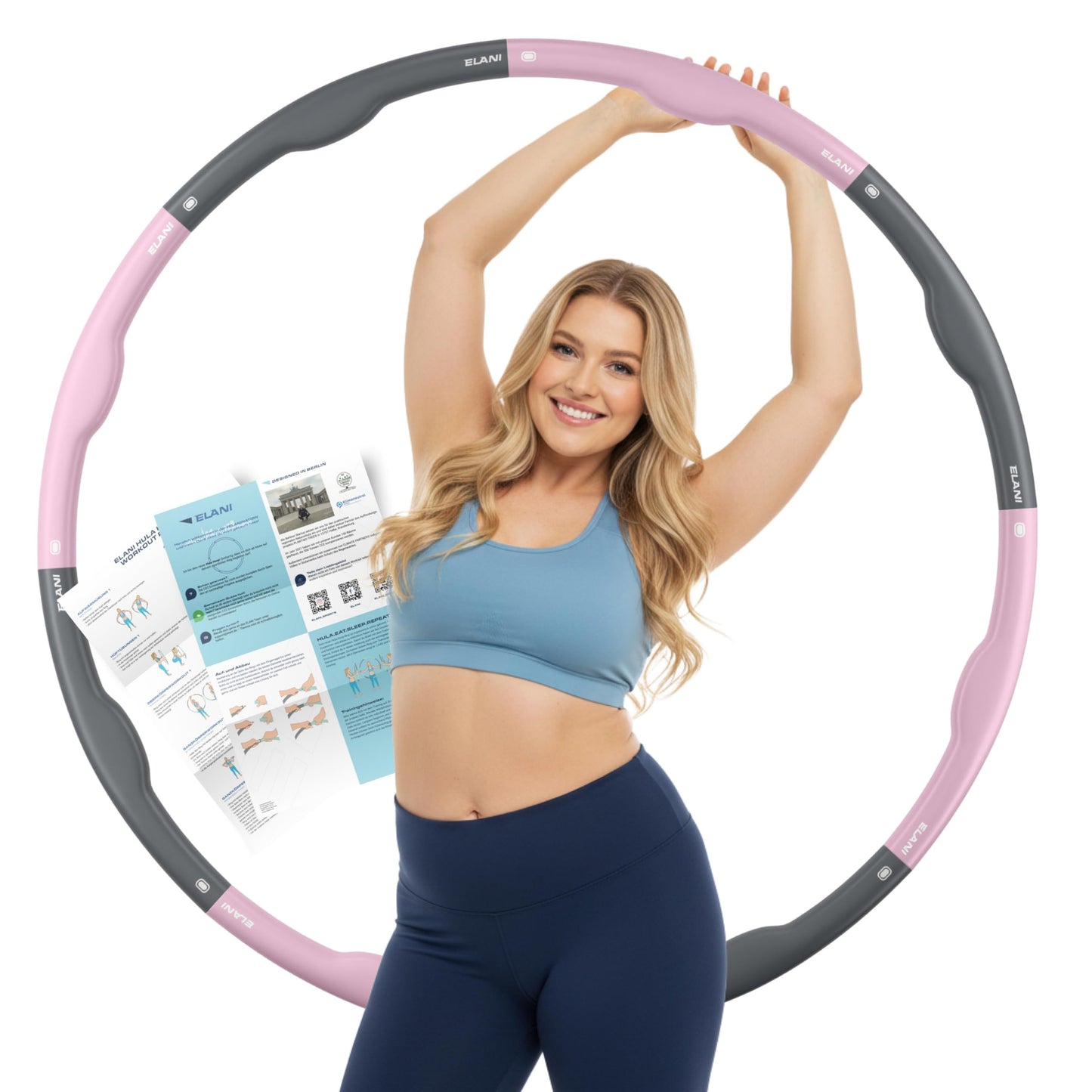 Hula Hoop Reifen für Erwachsene, Rosa 1,2kg