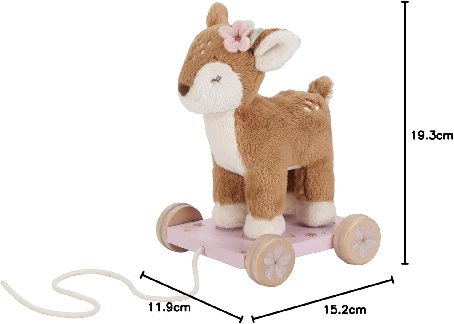 Nachziehtier Reh mit abnehmbarem Kuscheltier