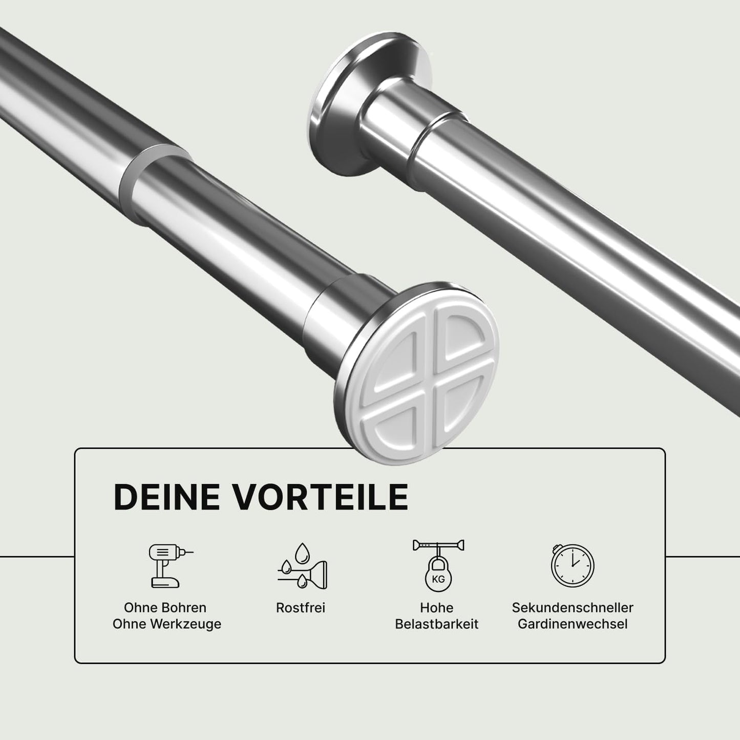 Teleskopstange für Vorhänge, 70-120 cm Edelstahl Silber