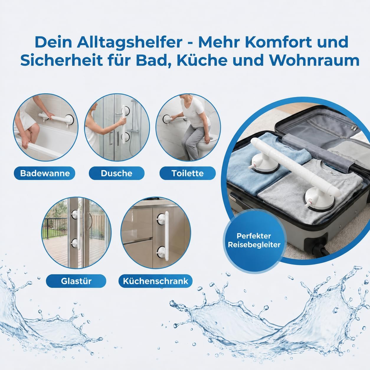 2er-Set Haltegriff mit Saugnapf, Perlweiss