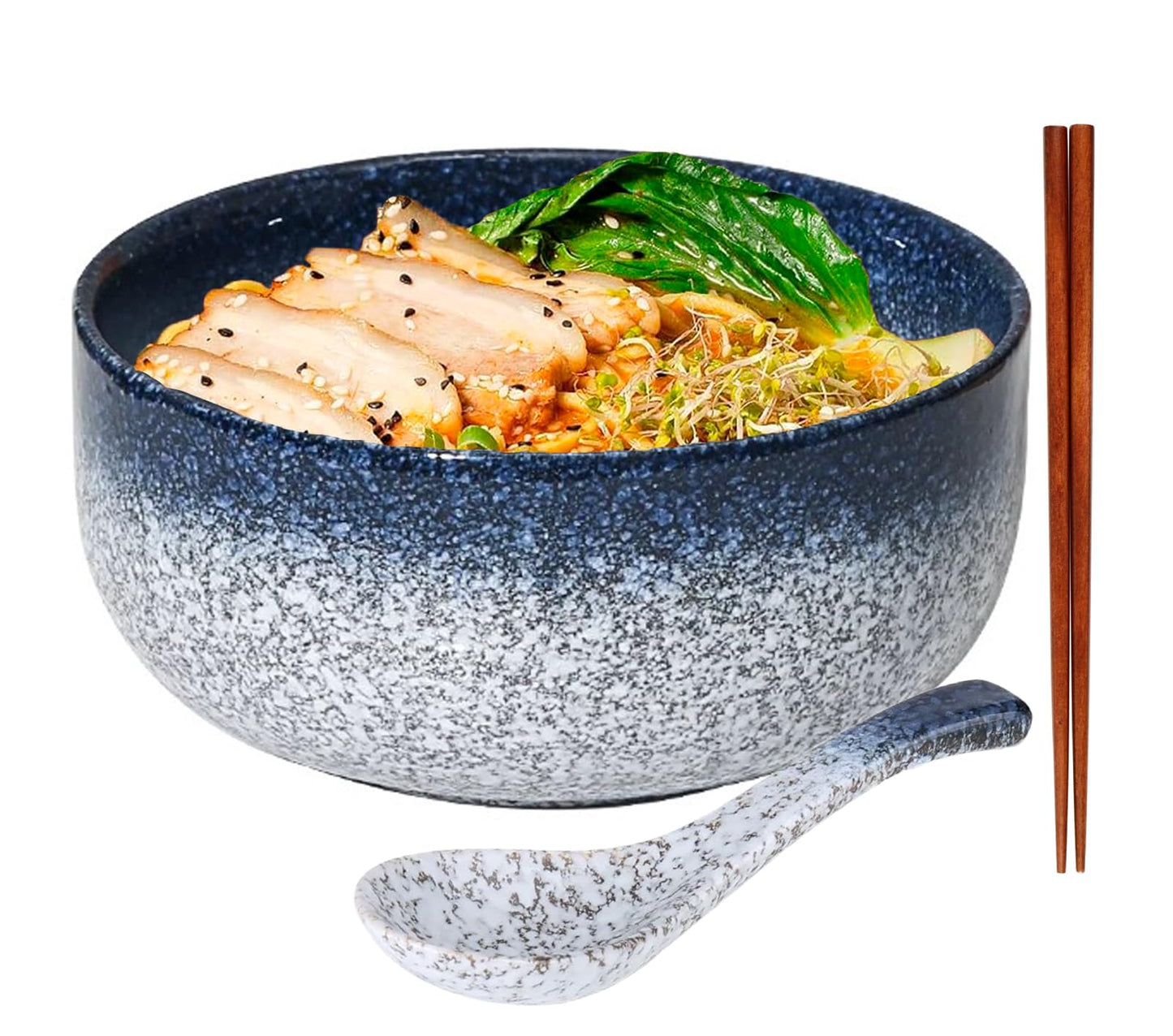 Ramen-Schüssel-Set, Glas Blau