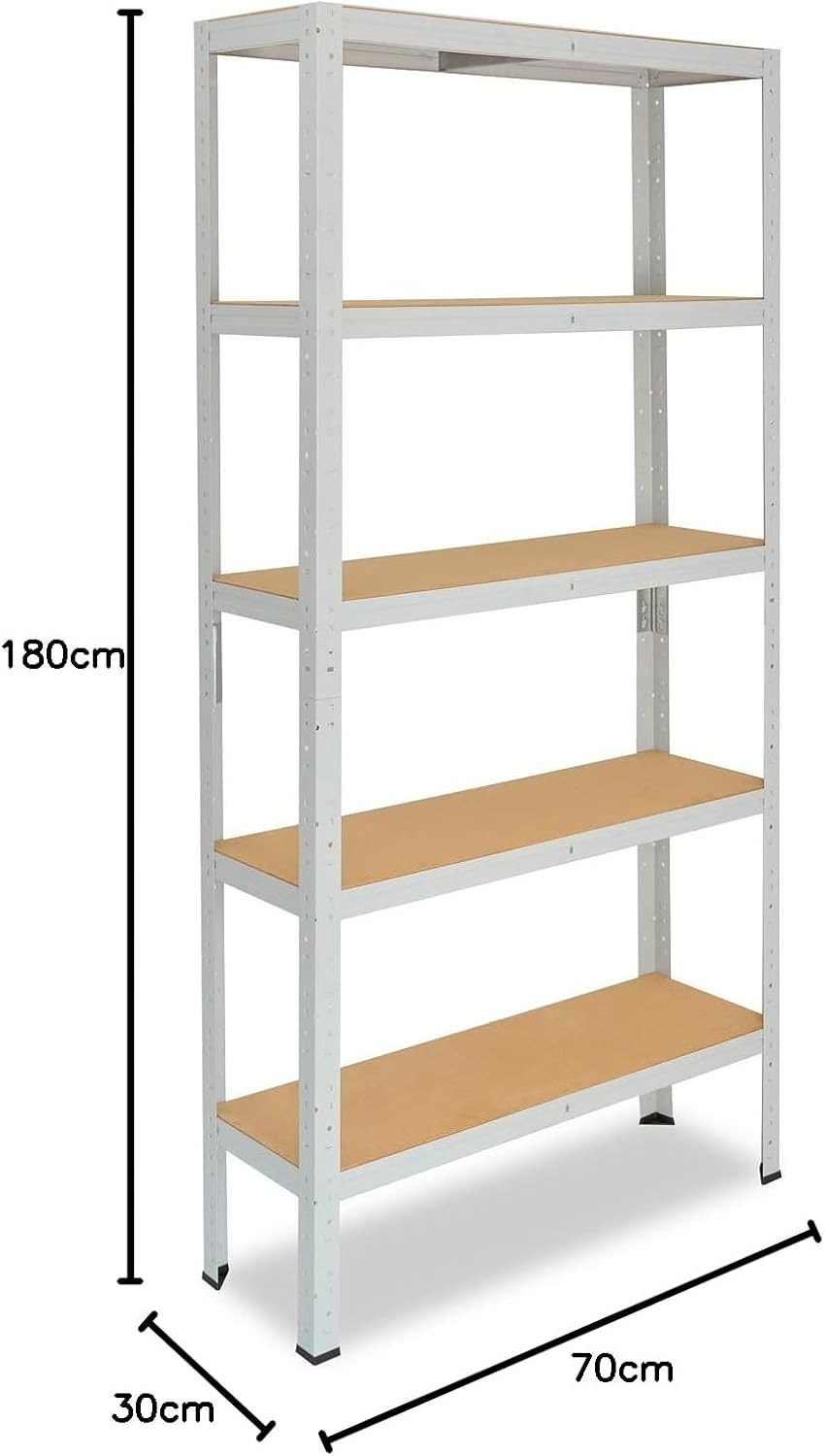 Office Series Schwerlastregal, 5 Böden, 175kg Traglast, H: 180cm / B: 70cm / T: 30cm