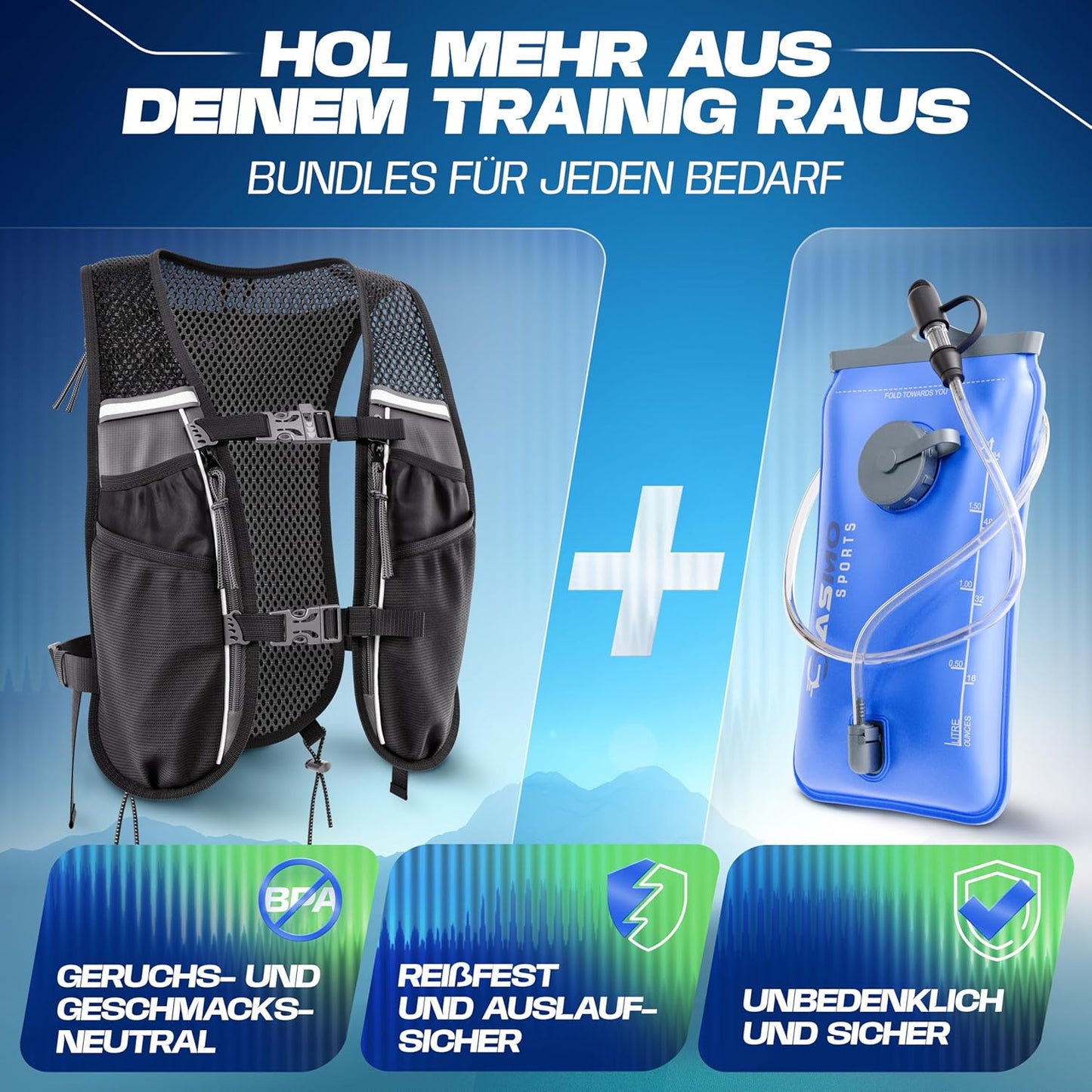 Running Trinkweste mit Trinkblase, 5L - schwarz - mit Trinkblase 5L