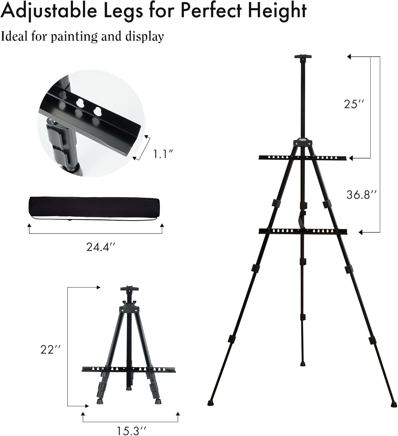 Verstellbare Atelierstaffelei, 66''B, 1-pack