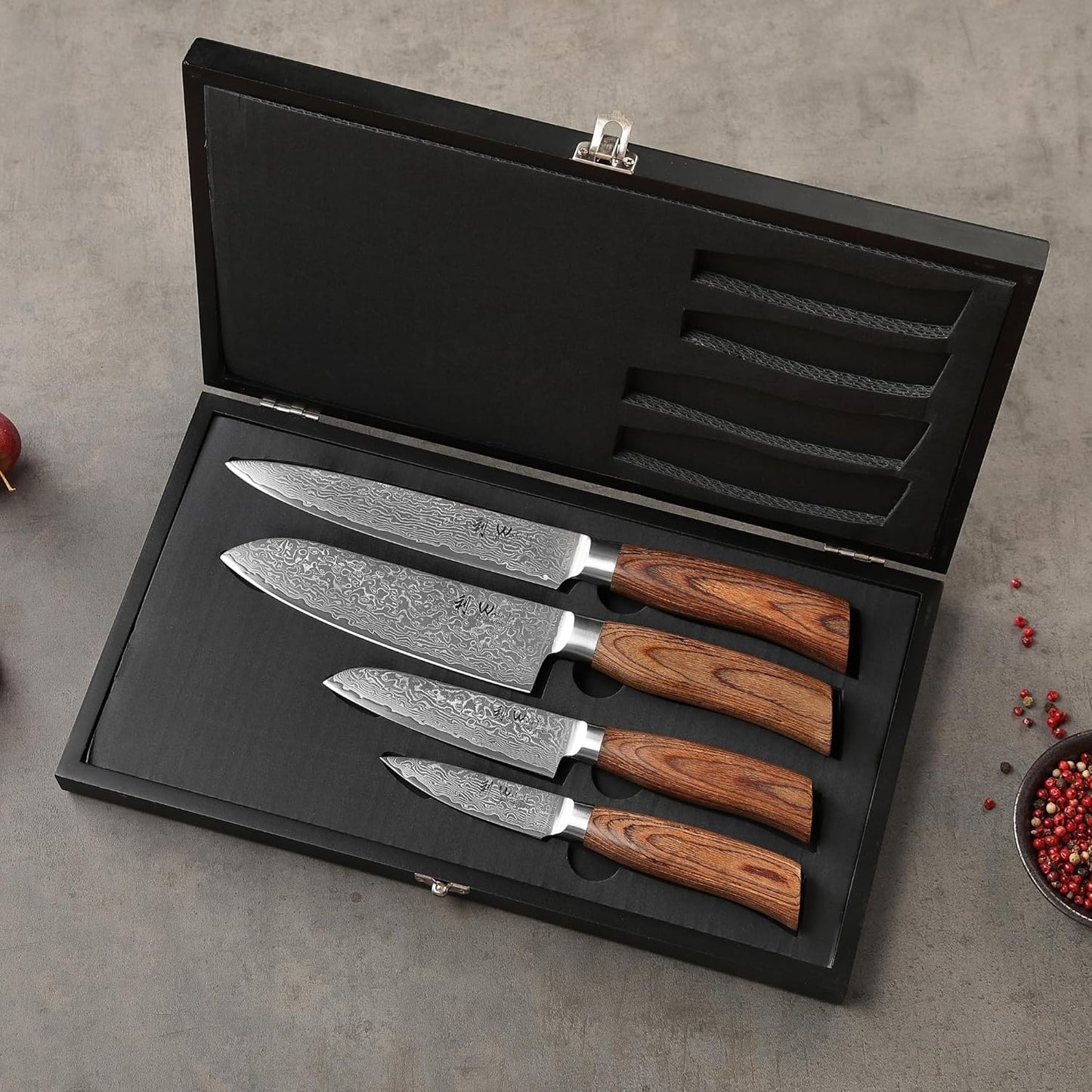 Edib Pro Premium - 4er-Küchenmesser-Set mit Magnetmesserblock