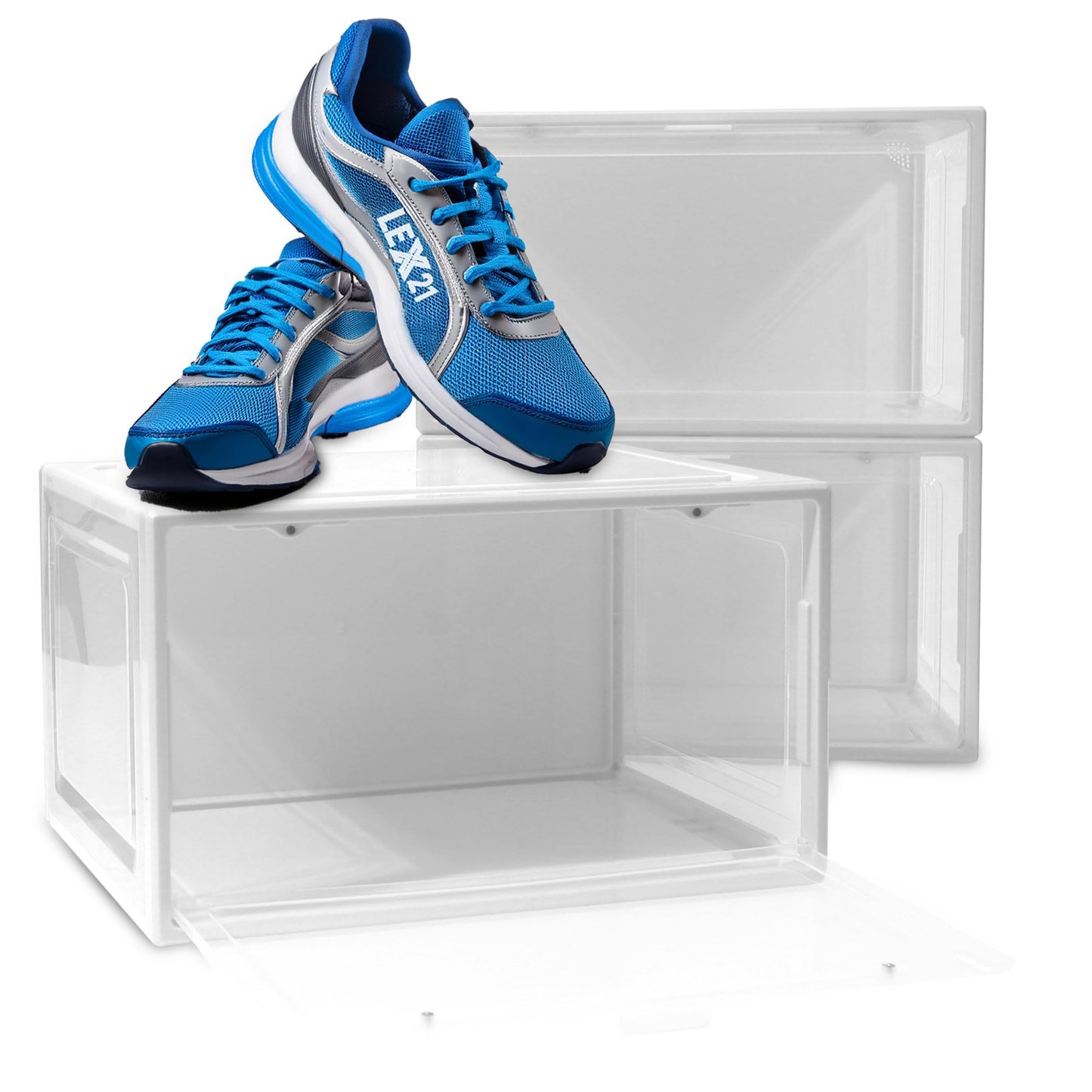 Stapelbare Schuhboxen mit Magnetverschluss, 3er-Set, Weiss 3er Set