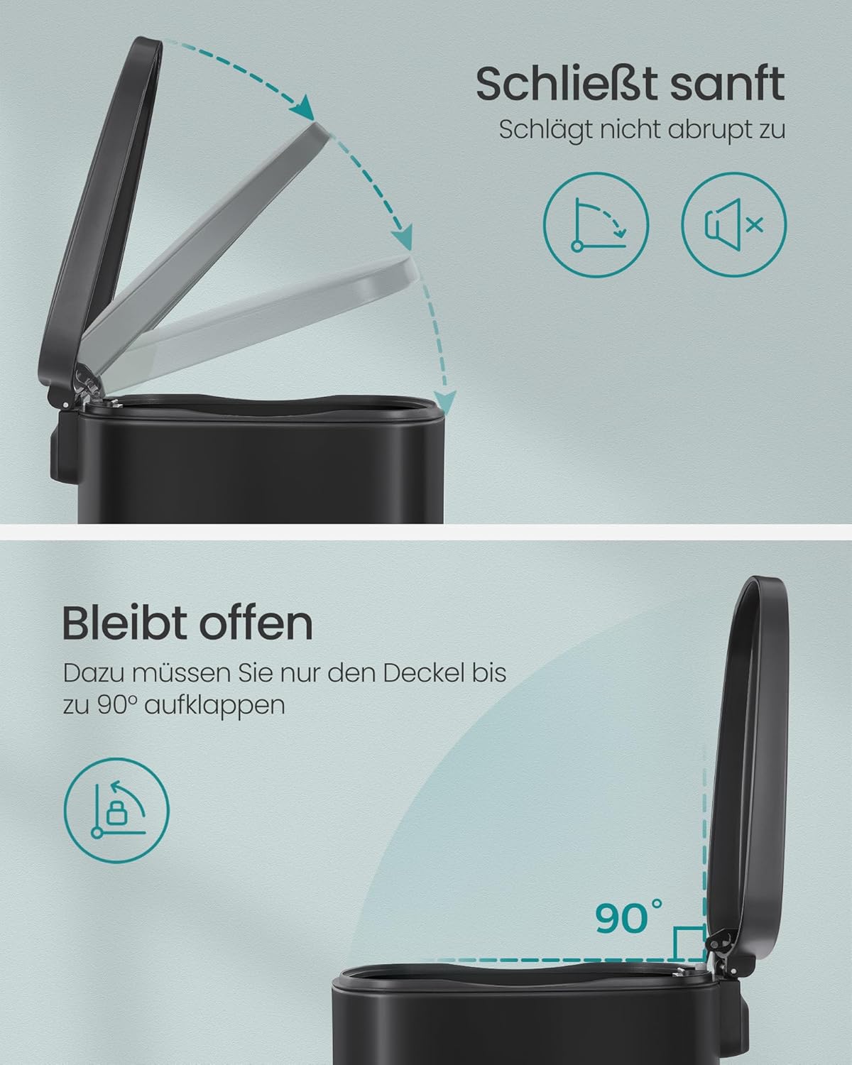 Treteimer mit Softclose (50L), Schwarz