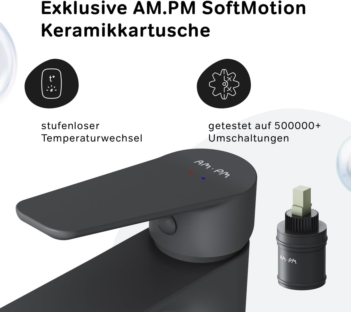 Waschtischarmatur, Mit Klick-Ablaufgarnitur|Schwarz