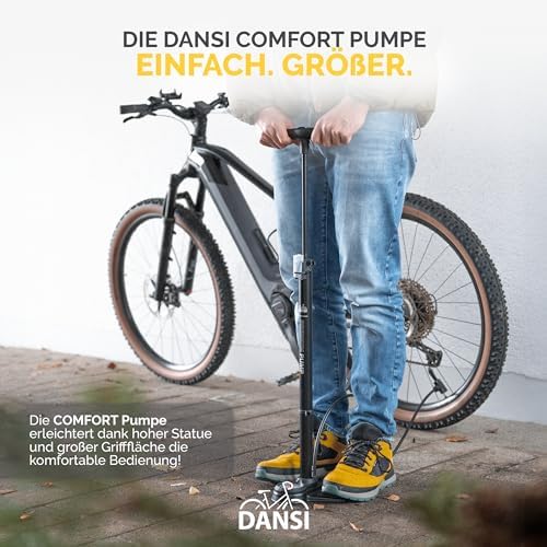 Stand-Fahrradpumpe für alle Ventile mit Manometer, COMFORT