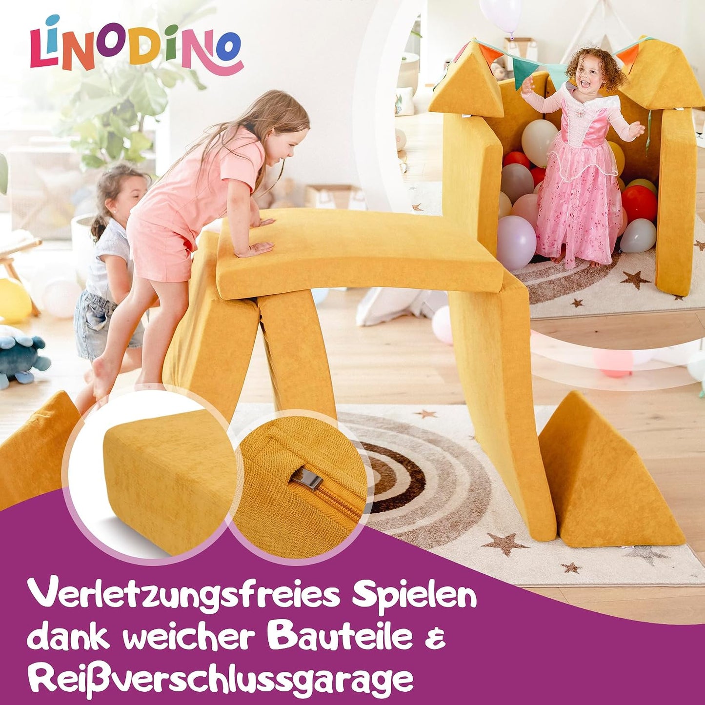 Spielsofa für Kinder, Bienenwaben Gelb