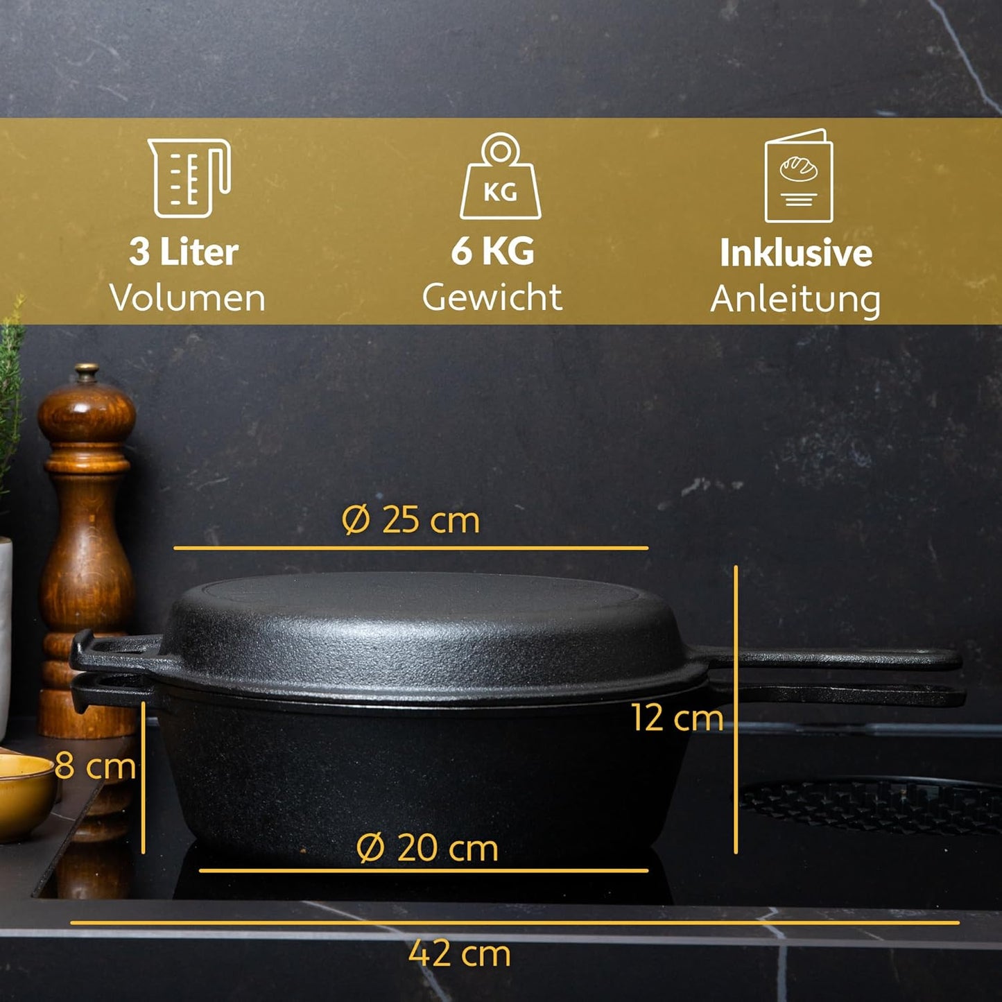 2in1 Brotbackform mit Gärkorb, 3L 2 in 1