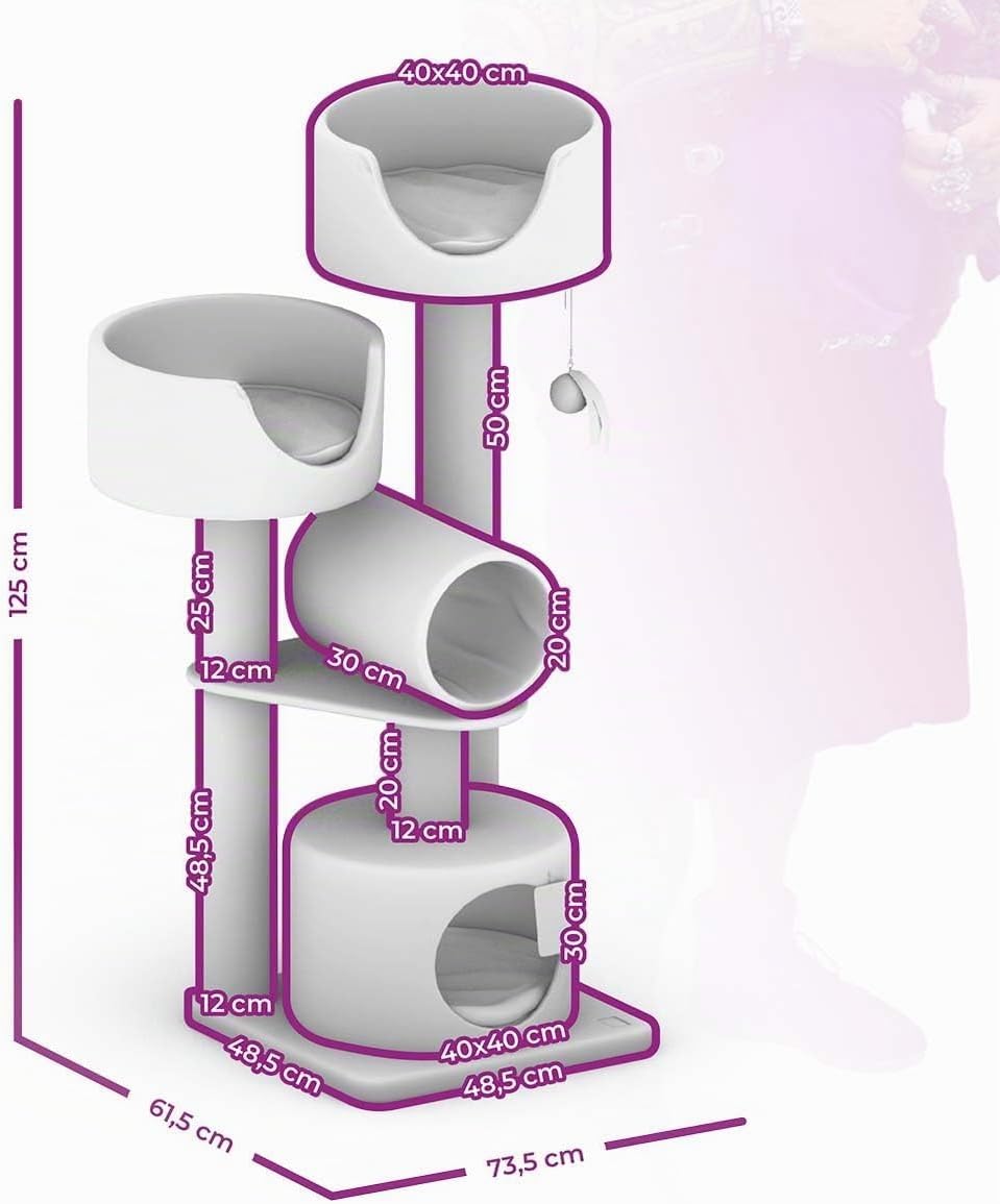 Kompakter Kratzbaum für Seniorenkatzen, Creme