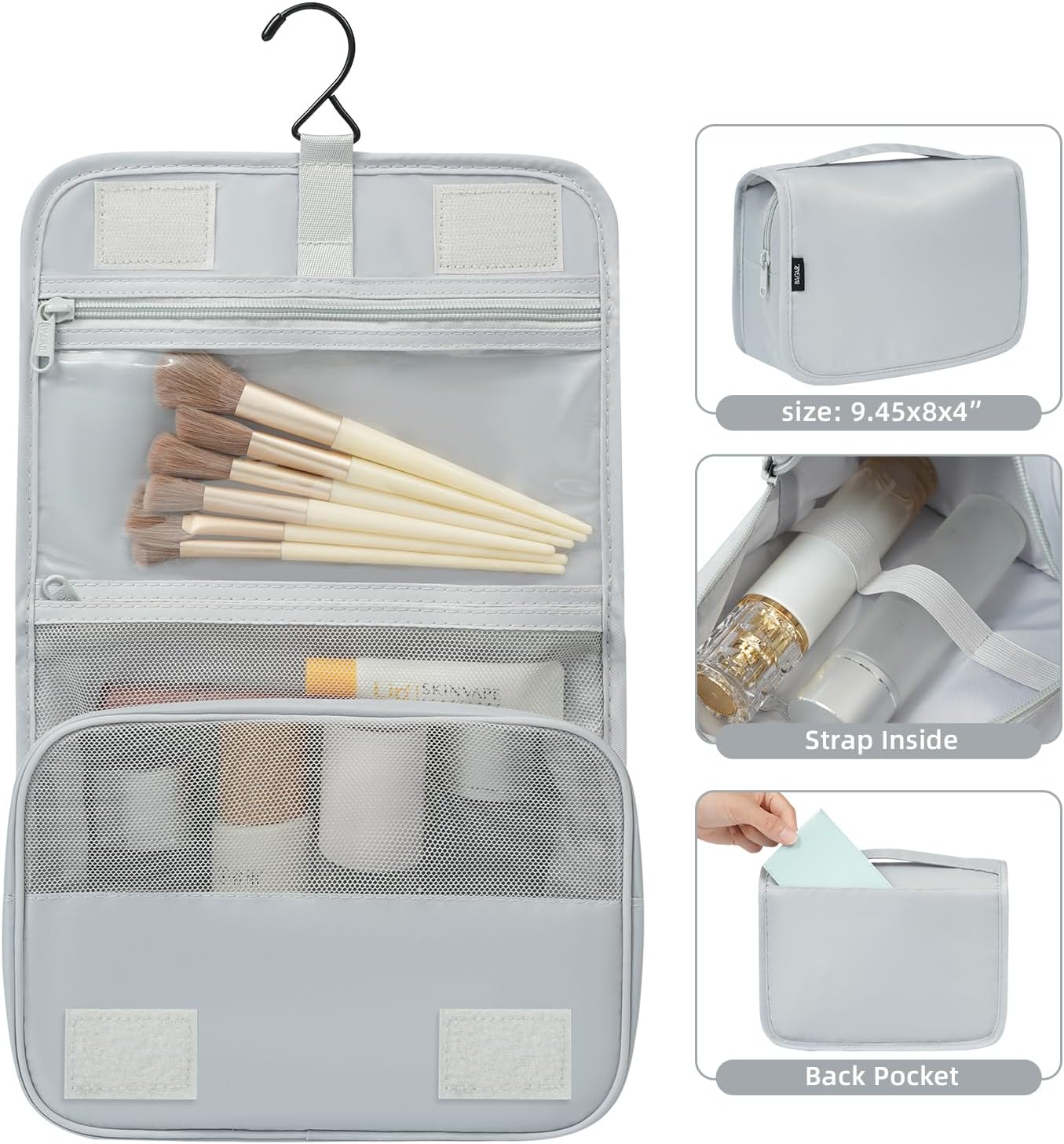 10-teiliges Packwürfel-Set für Reiseorganisation, 10er-set–hellgrau 10er-Set, Vollgitter