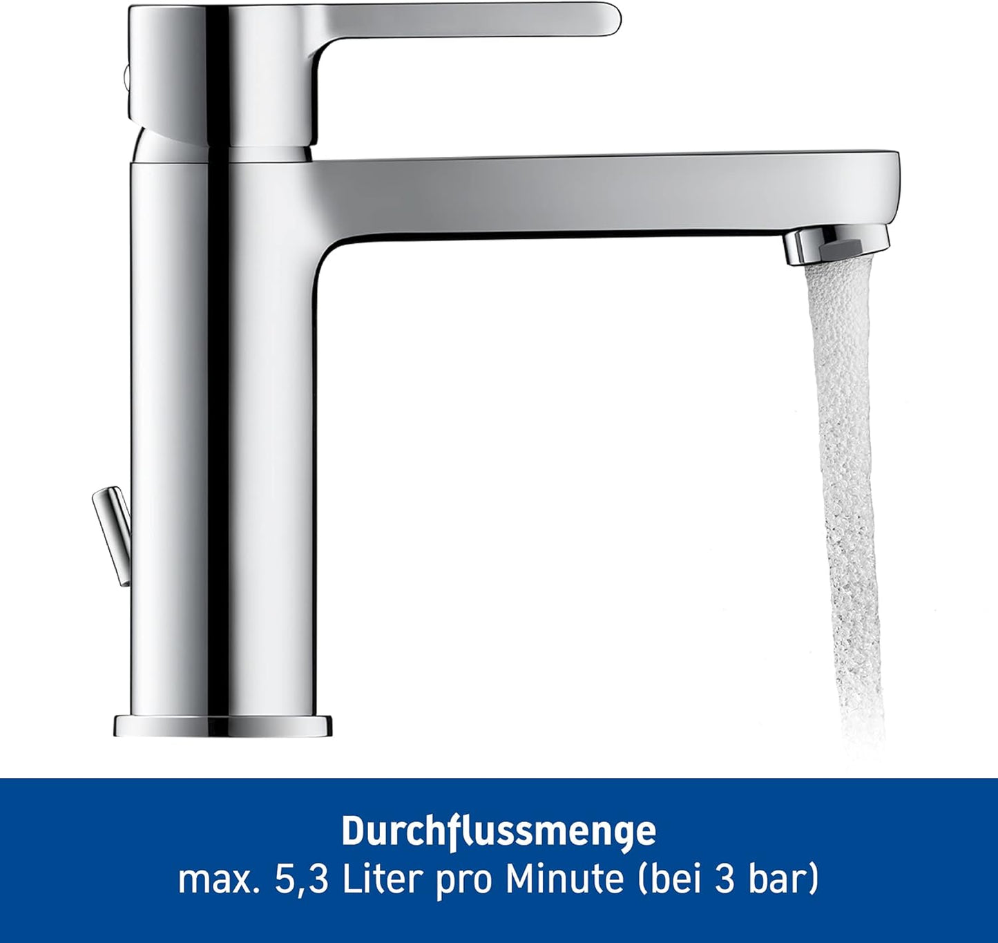 Waschtischarmatur mit Zugstangen-Ablaufgarnitur, mit Zugstangen-Ablaufgarnitur Grösse M (Auslauf Höhe 106,5 mm)