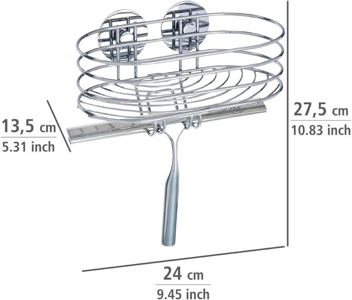 Turbo-Loc Wandablage mit Duschabzieher, ohne Bohren, 27.5 x 13.5 x 24 cm Wandablage mit Wischer Single