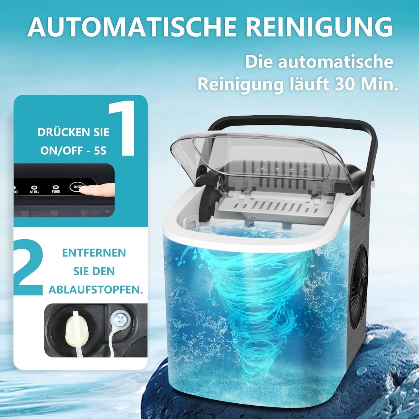 Eiswürfelmaschine, 1.2L / Edelstahl-12KG
