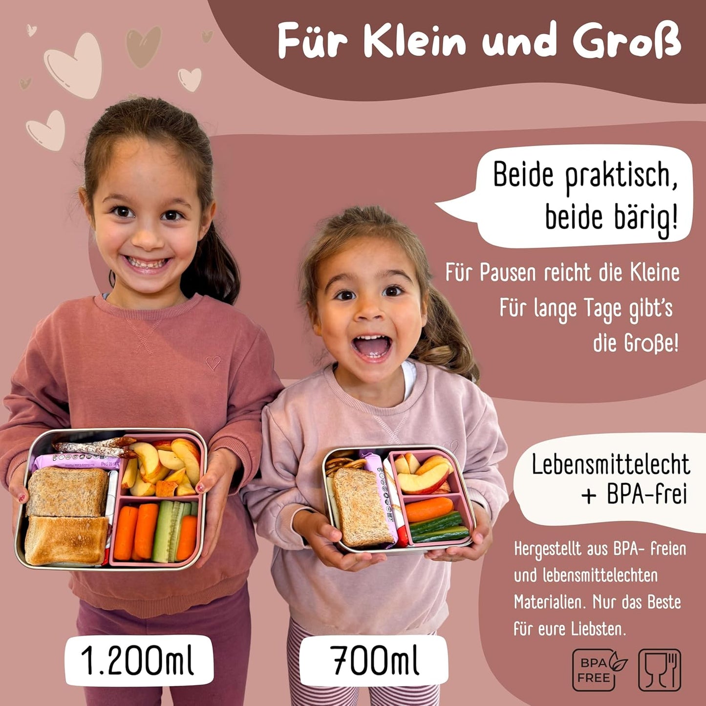 Brotdose mit Silikondeckel, Rosa 700ml