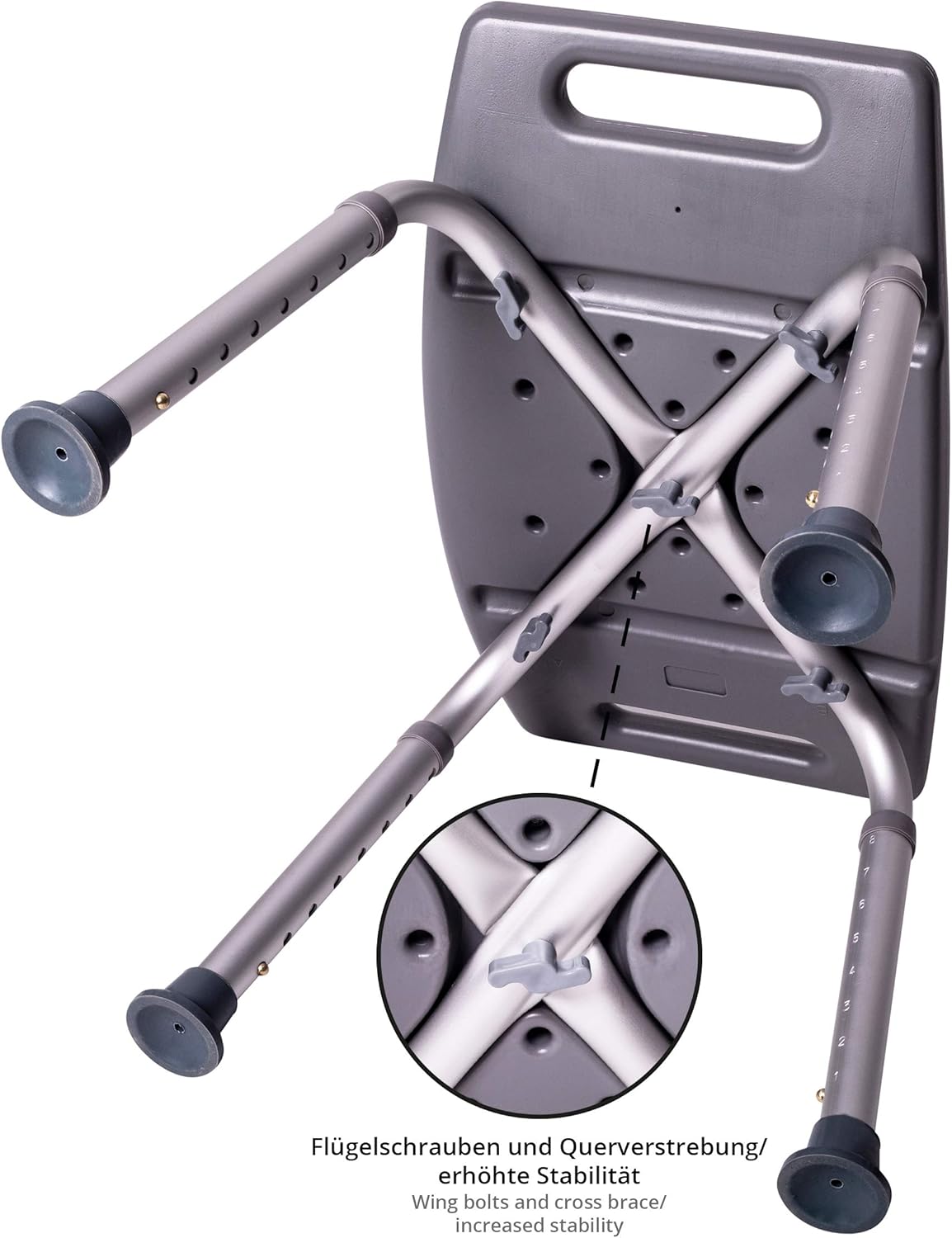 Höhenverstellbarer Duschhocker, Badhocker grau 150 kg