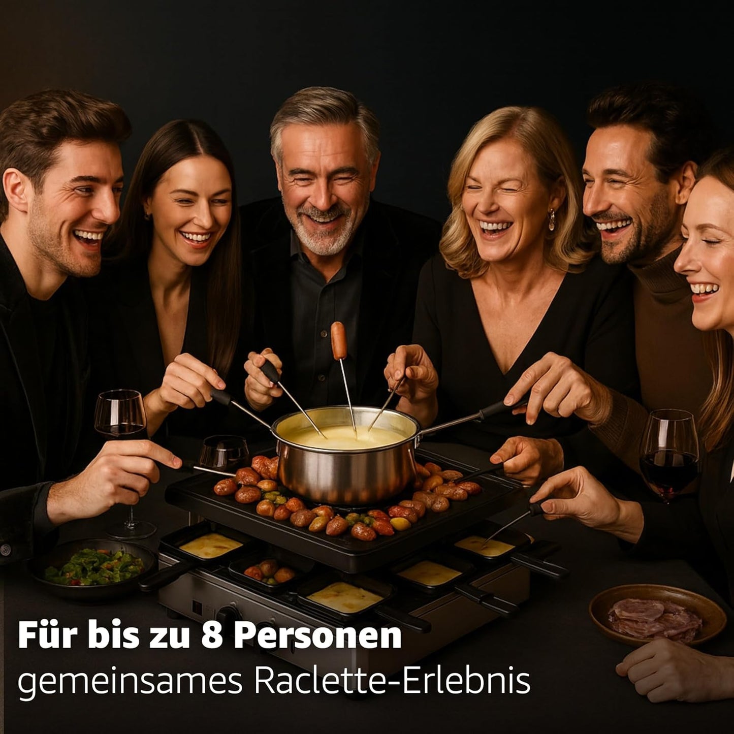 Fondue/Raclette Tischgrill-Set für 8 Personen, Fondue Set