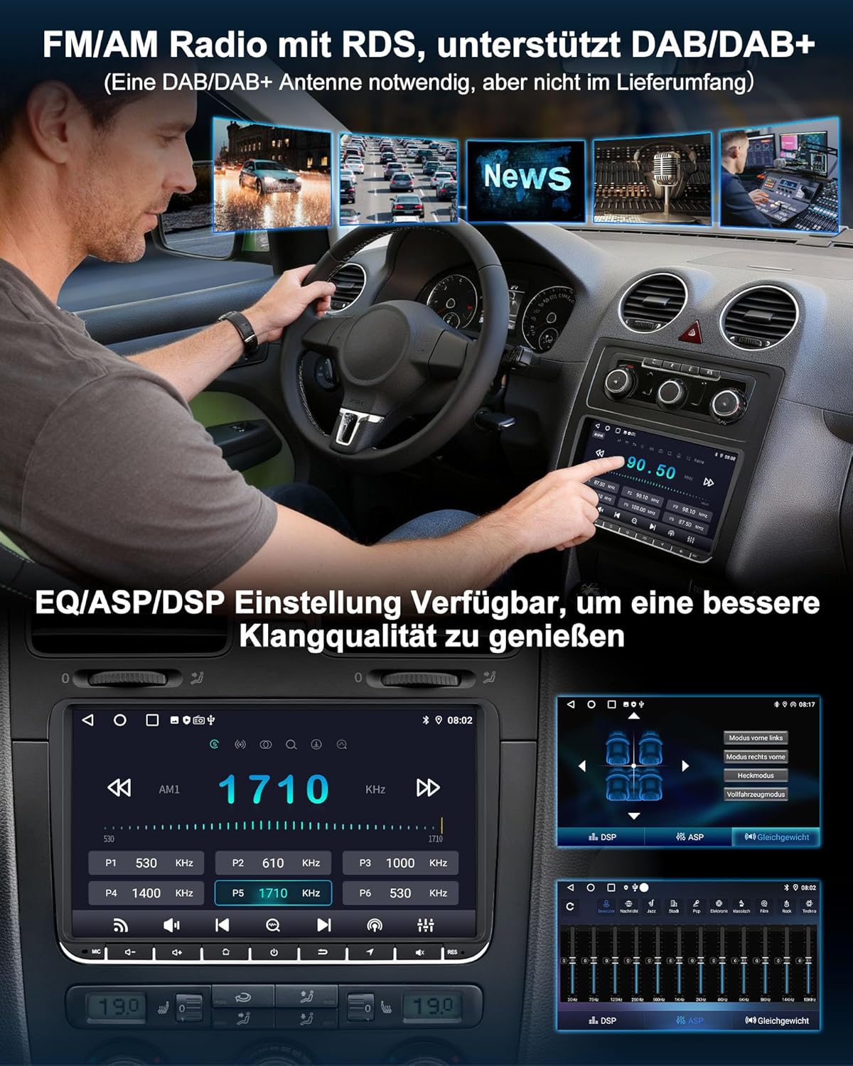 2Din Autoradio mit Bildschirm und Navi (9 Zoll)