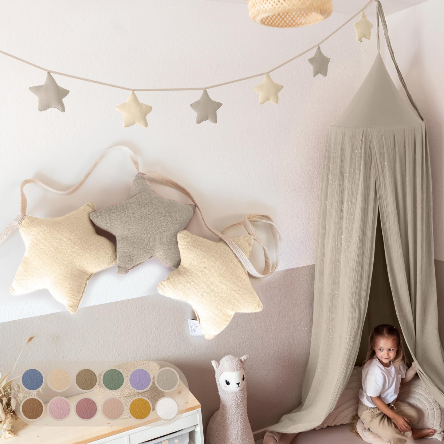 Sternenkette, Hellbeige & Creme Sterne ohne Goldapplikation